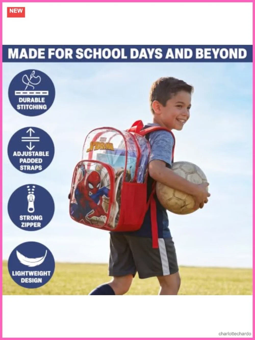 Clear Backpack for Stadium Events, Transparent School Bookbag with Padded Straps